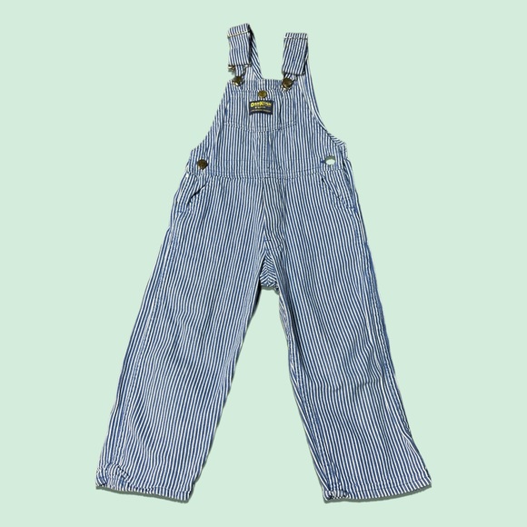 OshKosh B'gosh Other - Vintage OshKosh B’Gosh Blue And White Stripe Conductor Style Overalls Size 4T